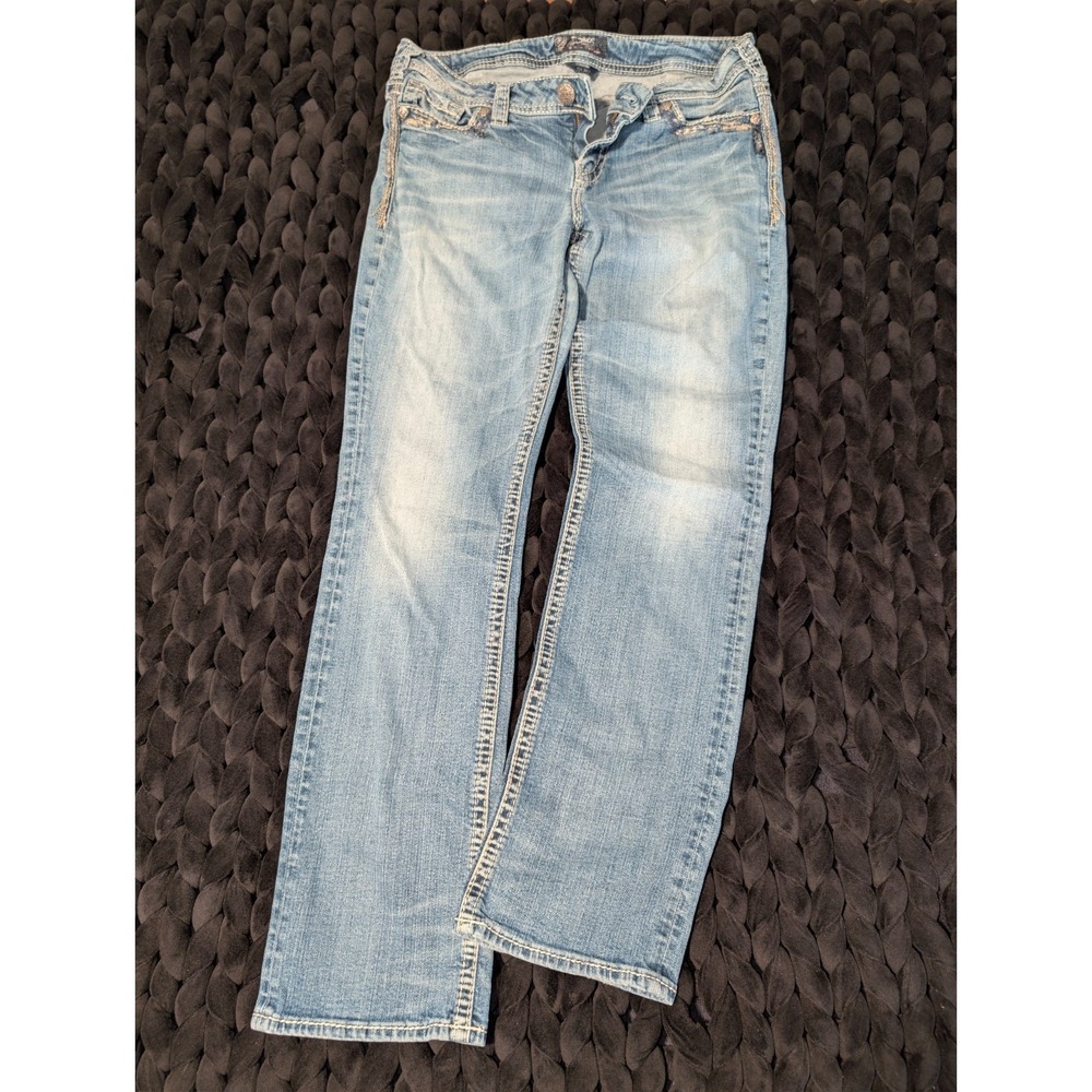 Silver Jeans Co. Suki Mid-Rise Bootcut Light‎ Wash Blue Jeans Size W34 L32